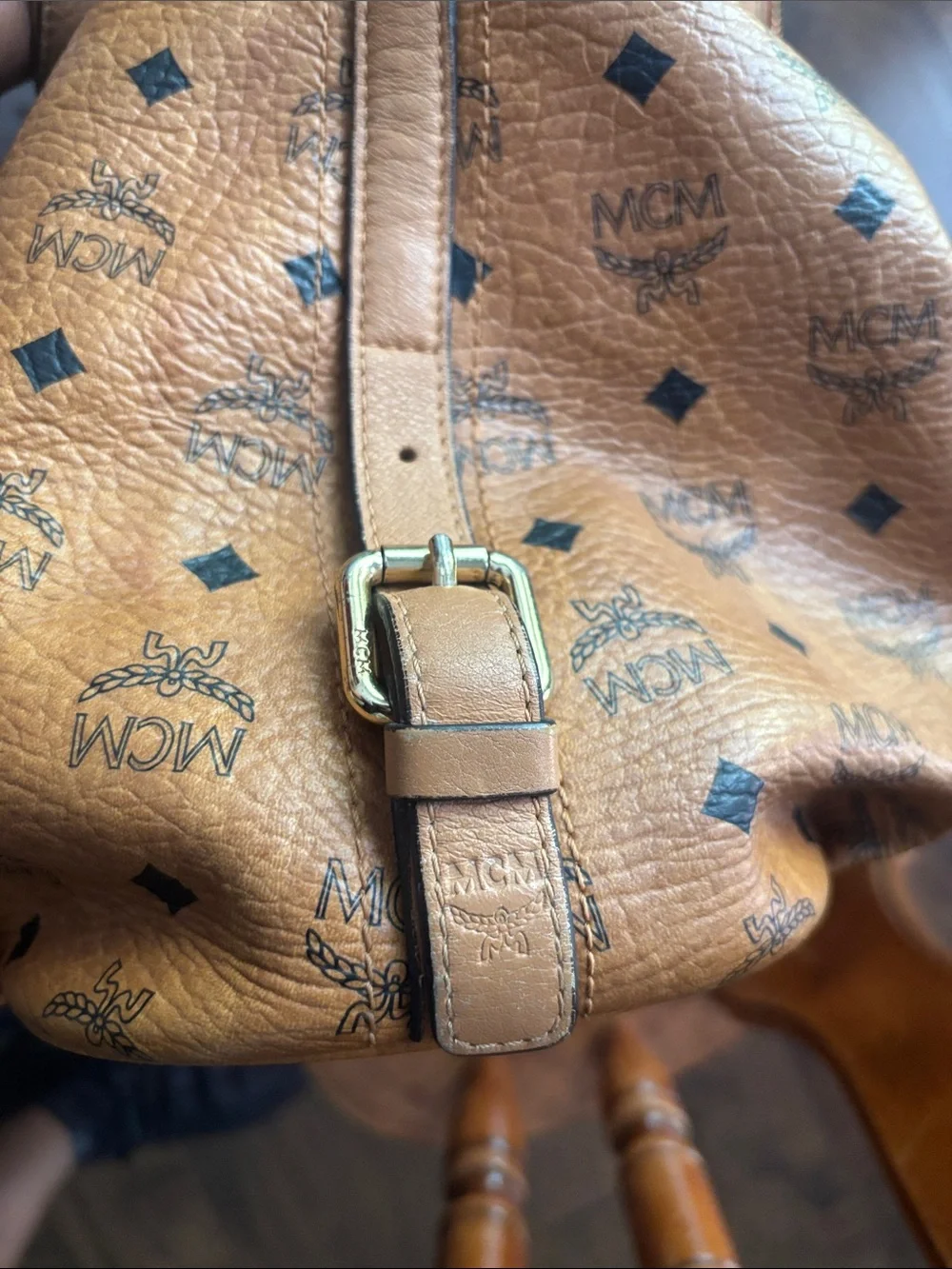 MCM Cognac Visetos Monogram Hobo Shoulder Bag